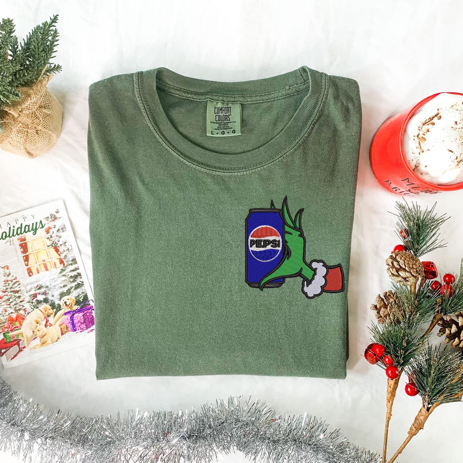 Embroidered Grinch Pepsi Shirt, Christmas Shirt - Image 2