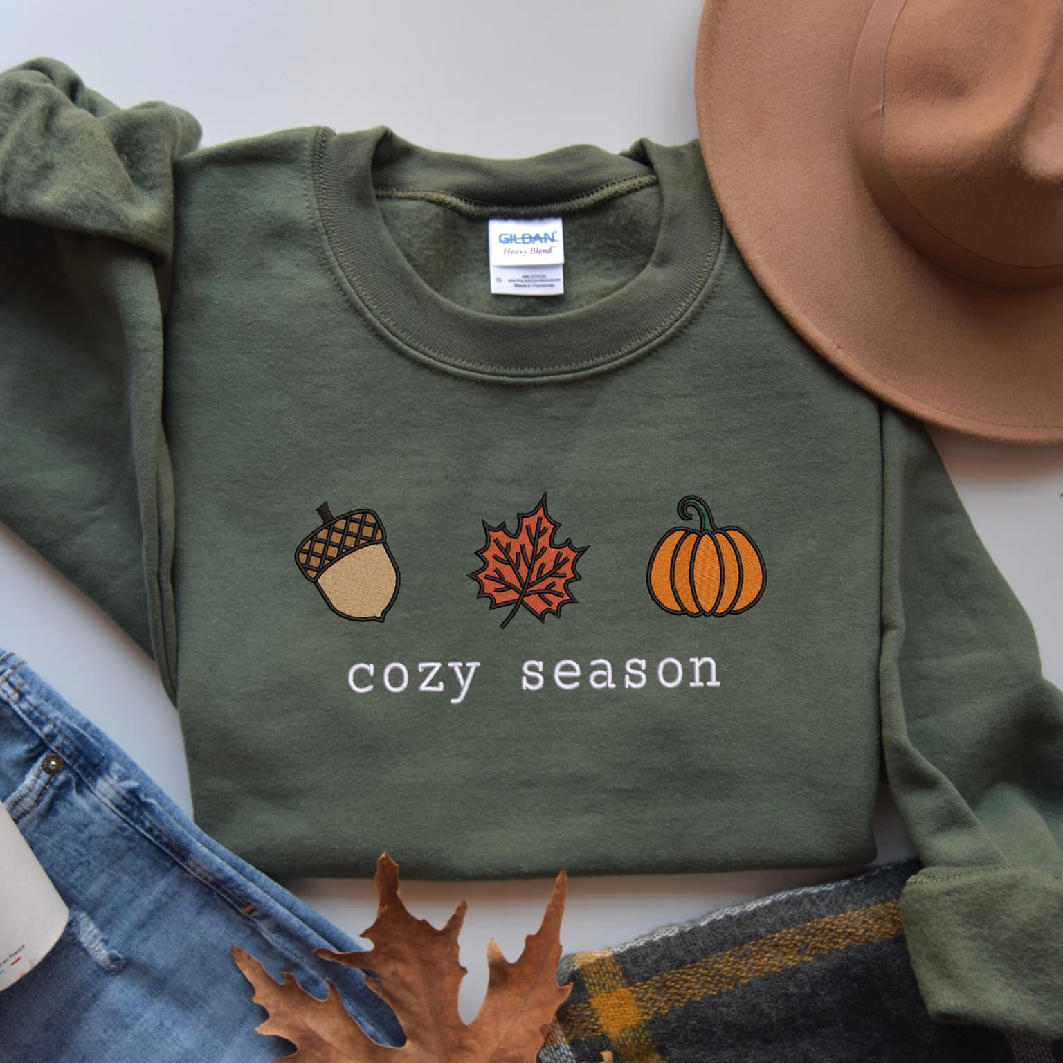 Embroidered Cozy Season Sweatshirt, Cute Fall Sweatshirt, Cozy Fall Gifts