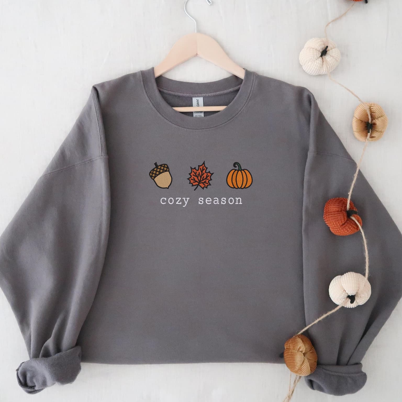 Embroidered Cozy Season Sweatshirt, Cute Fall Sweatshirt, Cozy Fall Gifts - Image 2
