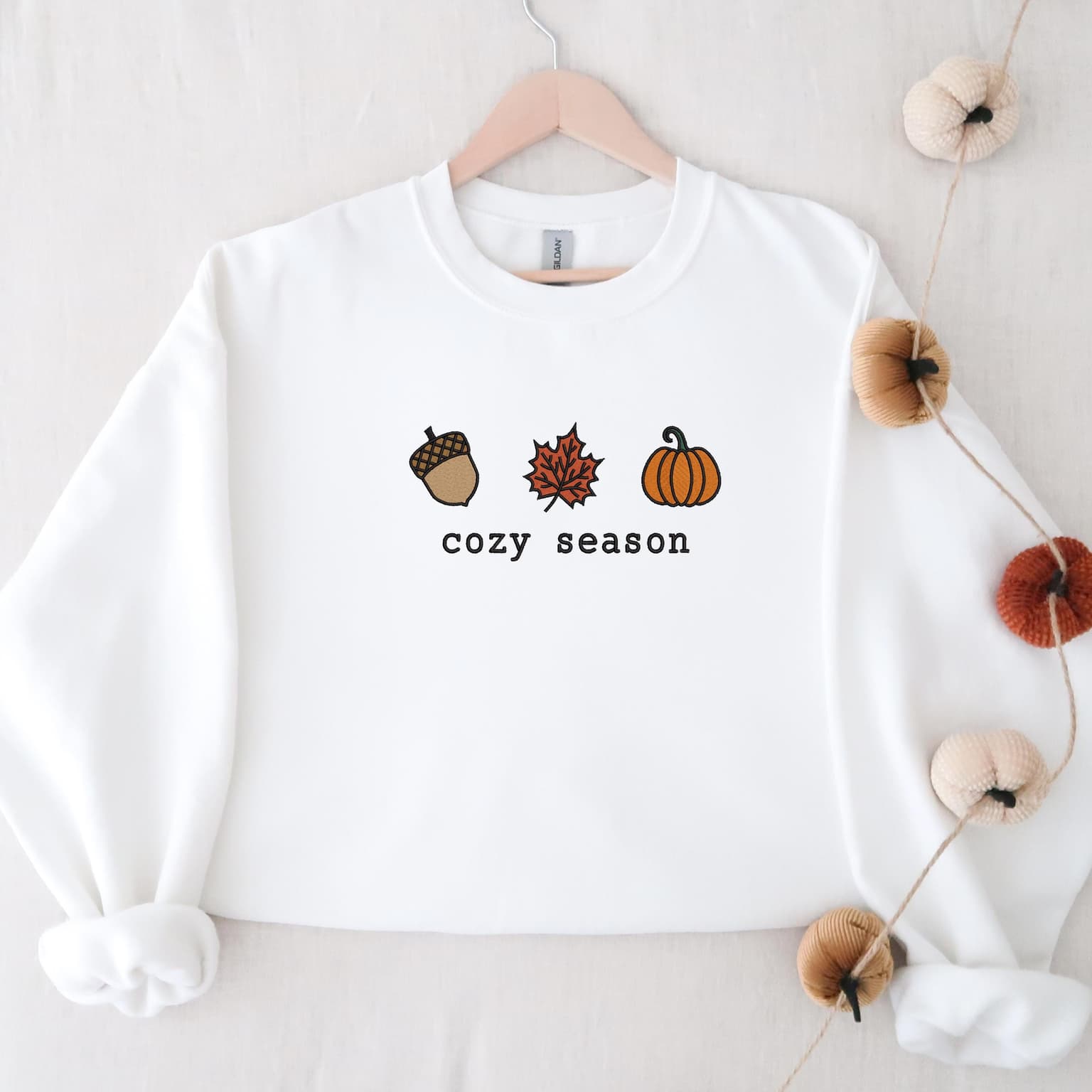 Embroidered Cozy Season Sweatshirt, Cute Fall Sweatshirt, Cozy Fall Gifts - Image 3