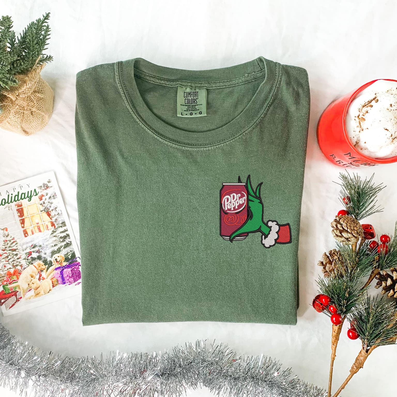 Embroidered Grinch Dr. Pepper Shirt, Christmas Grinch Shirt, Dr. Pepper Lover