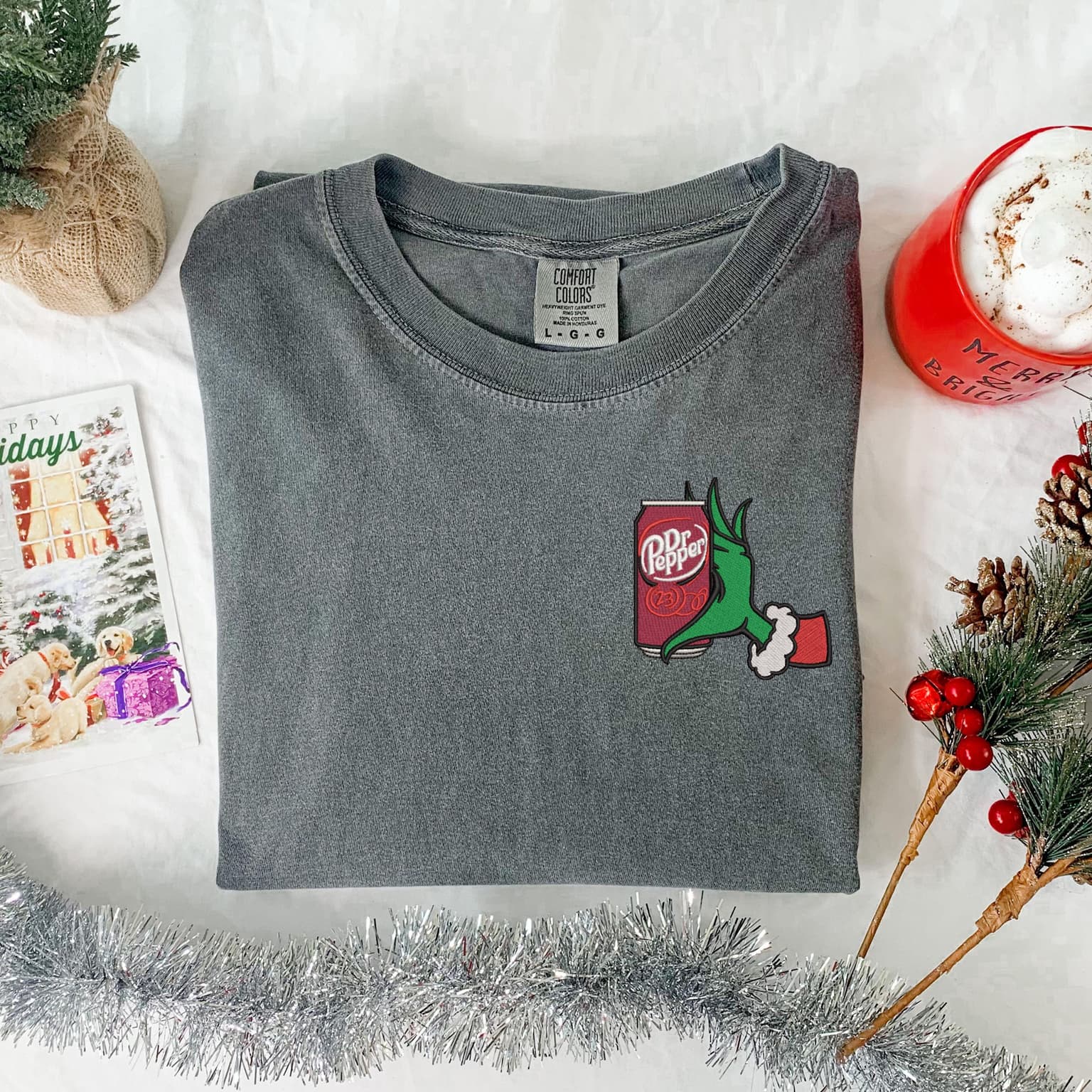 Embroidered Grinch Dr. Pepper Shirt, Christmas Grinch Shirt, Dr. Pepper Lover - Image 2