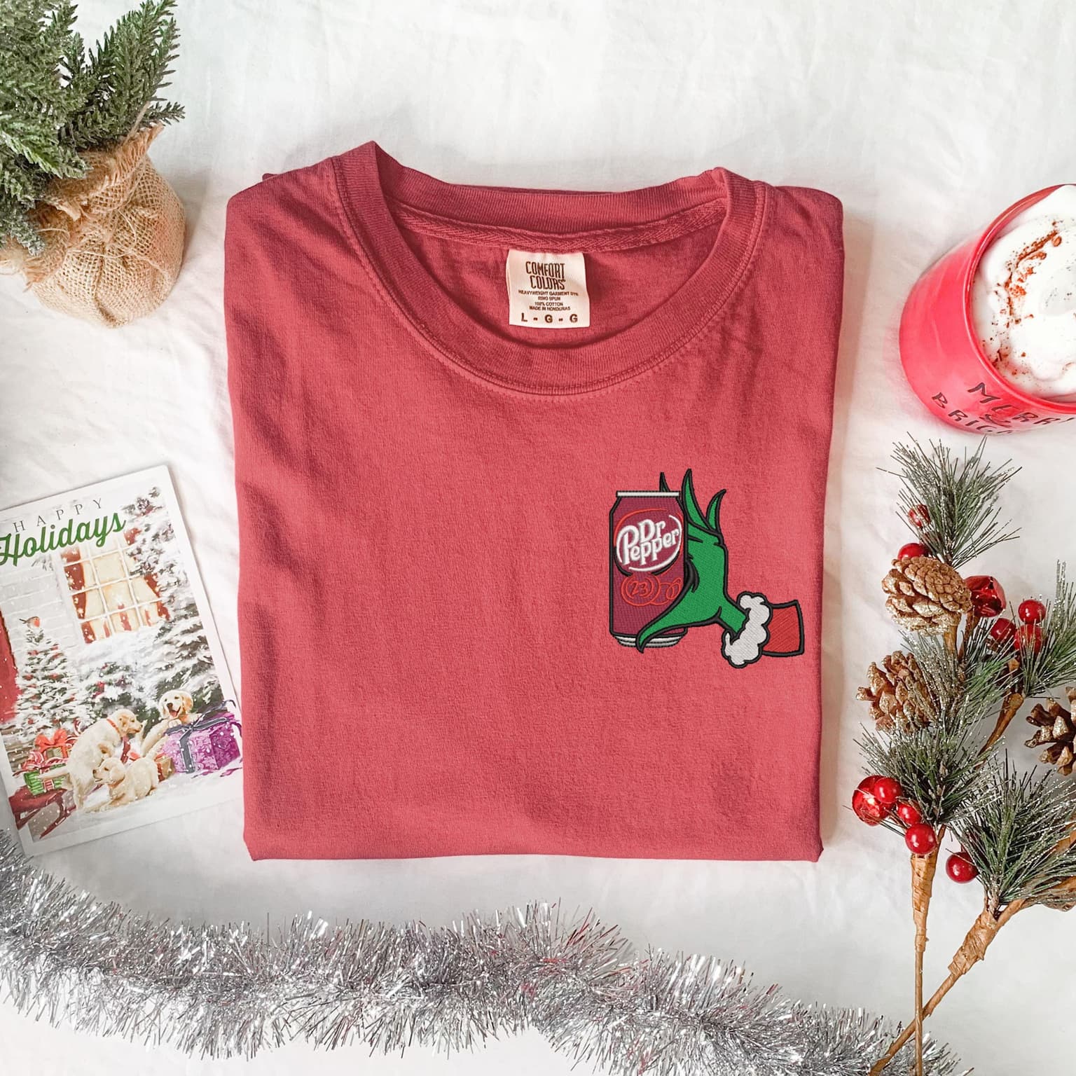 Embroidered Grinch Dr. Pepper Shirt, Christmas Grinch Shirt, Dr. Pepper Lover - Image 4