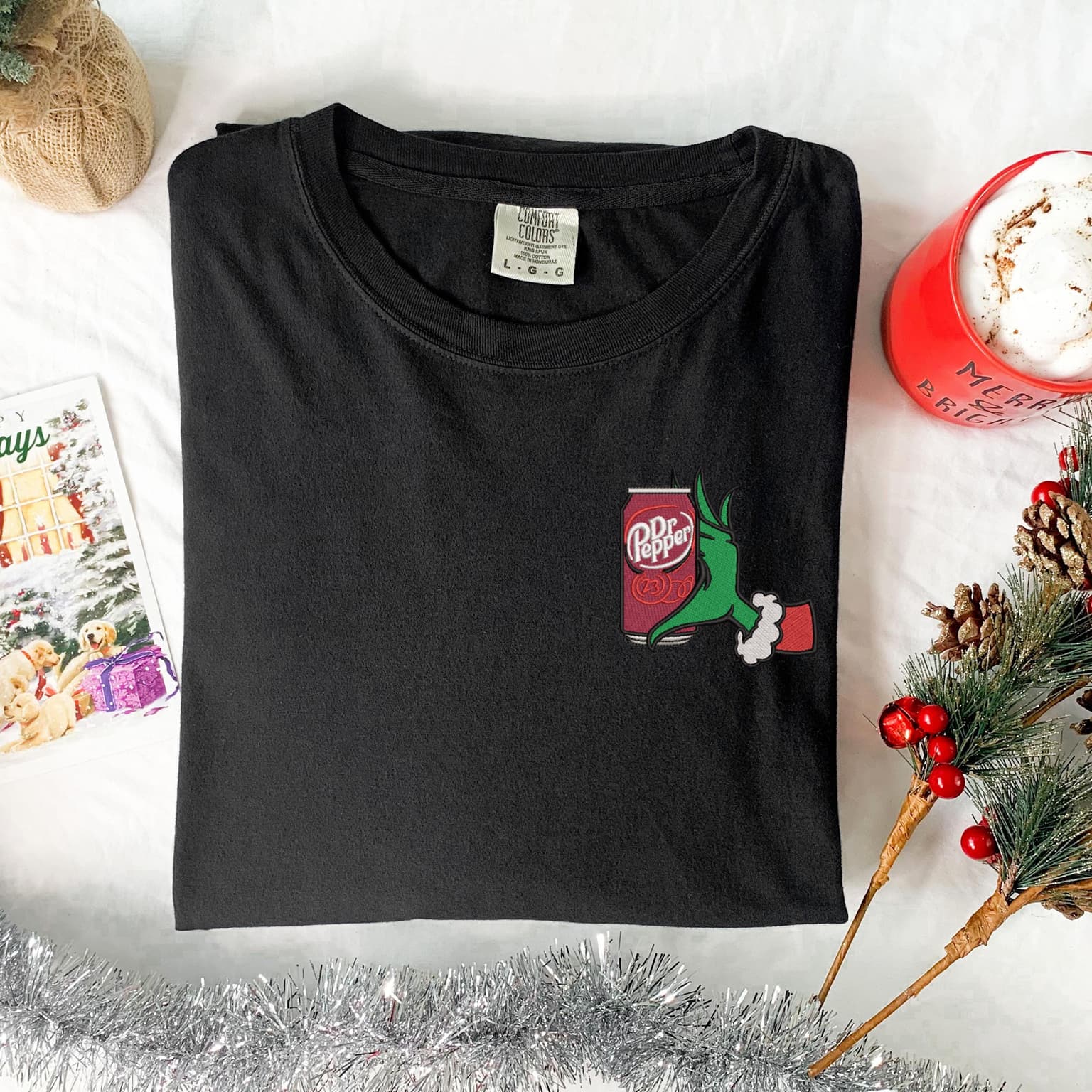 Embroidered Grinch Dr. Pepper Shirt, Christmas Grinch Shirt, Dr. Pepper Lover - Image 5