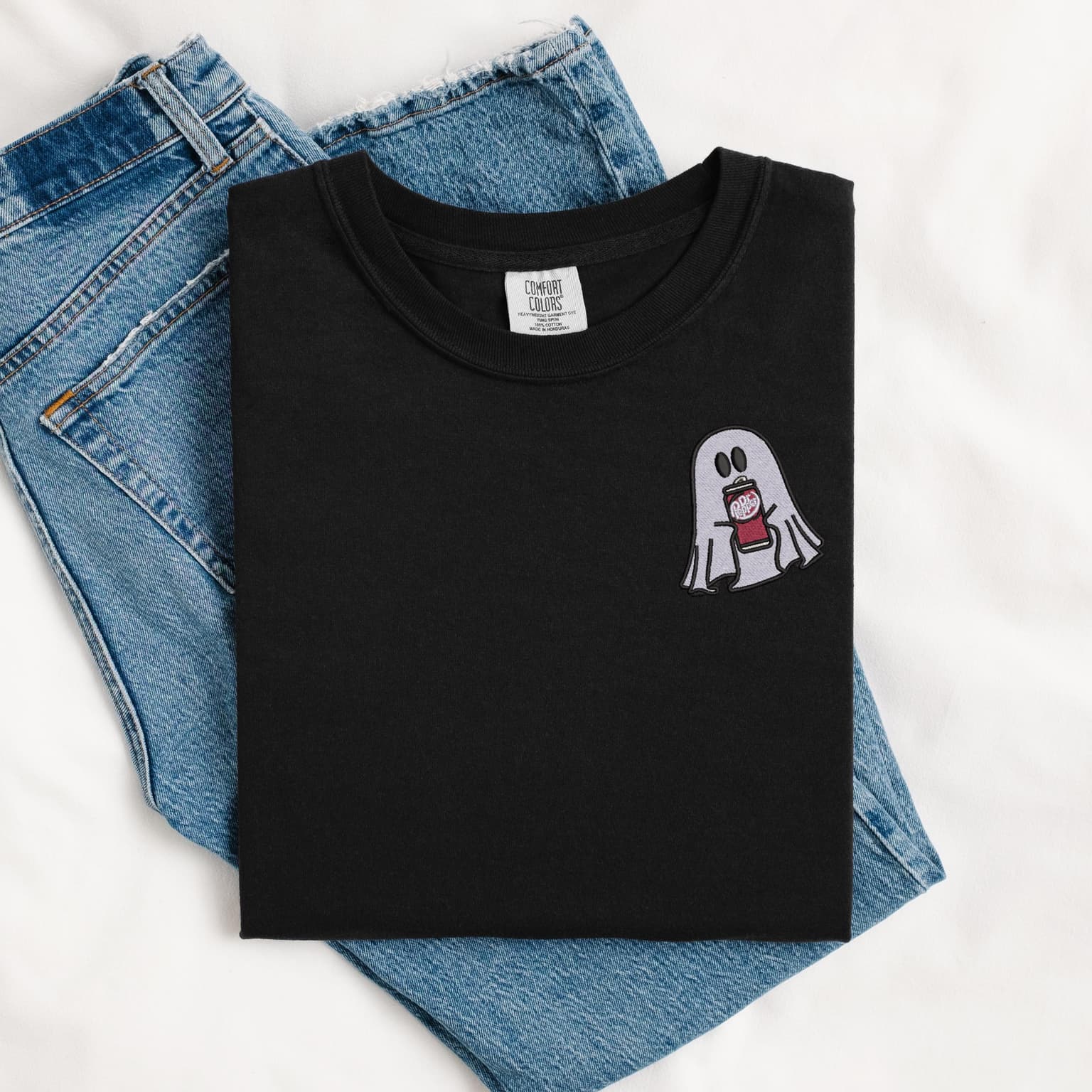 Embroidered Ghost With Dr. Pepper Shirt, Cute Ghost Shirt, Dr. Pepper Lover Shirt - Image 7