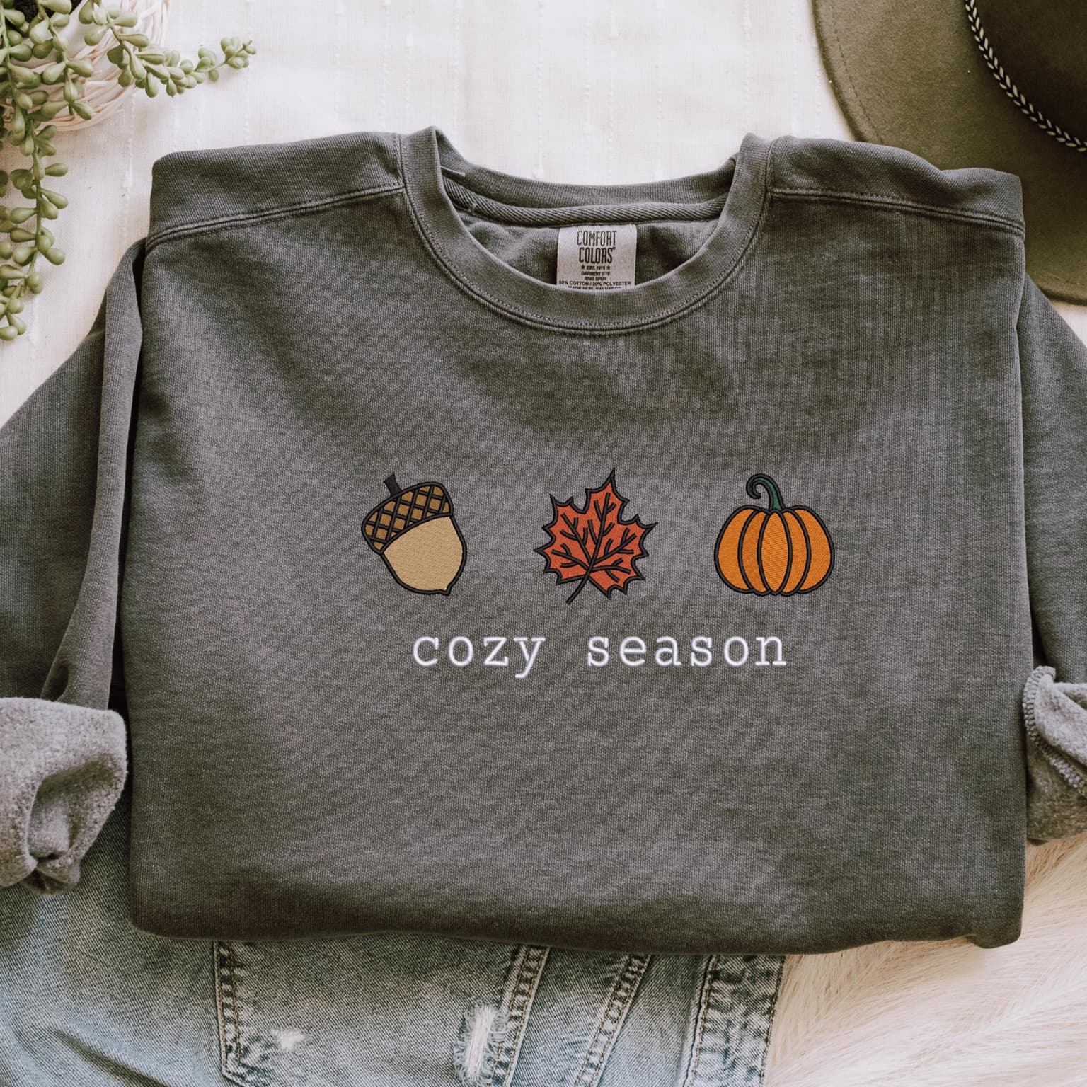 Embroidered Comfort Colors Cozy Season Sweatshirt, Cute Fall Sweatshirt, Cozy Fall Gifts