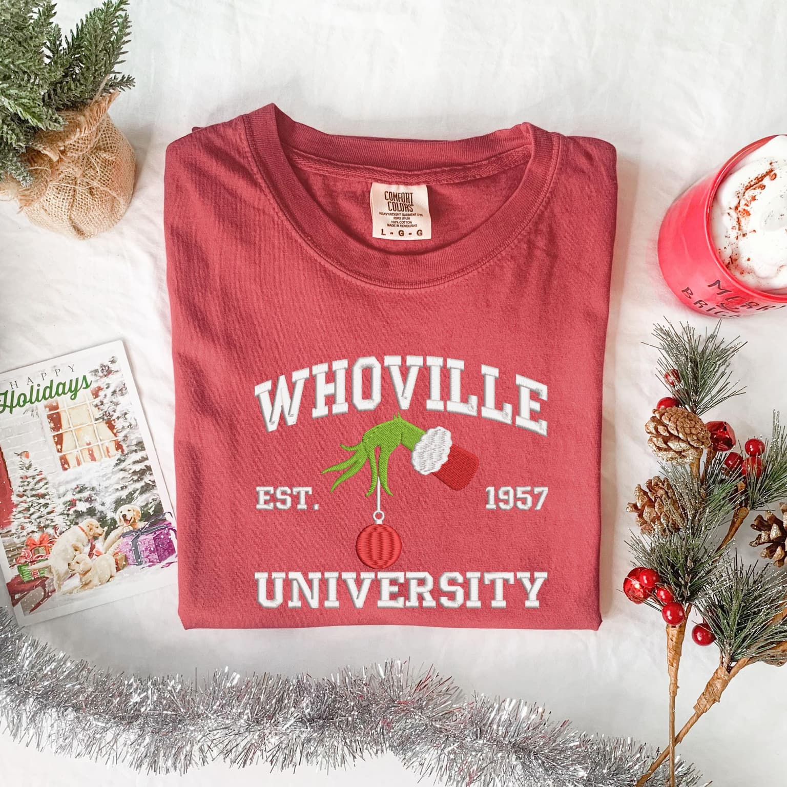 Embroidered Whoville University Shirt, Christmas Shirt, Embroidered Christmas Gift - Image 3