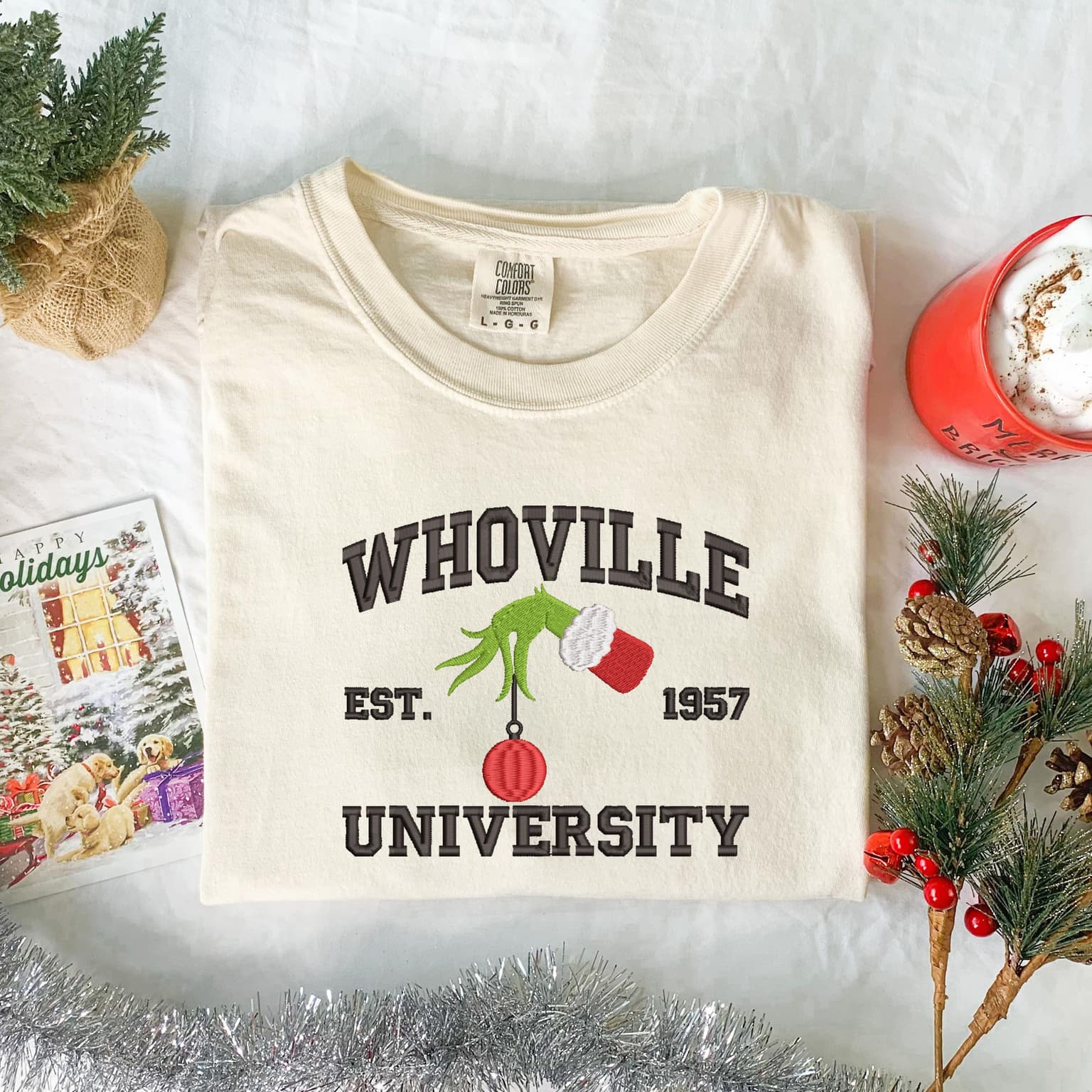 Embroidered Whoville University Shirt, Christmas Shirt, Embroidered Christmas Gift - Image 6