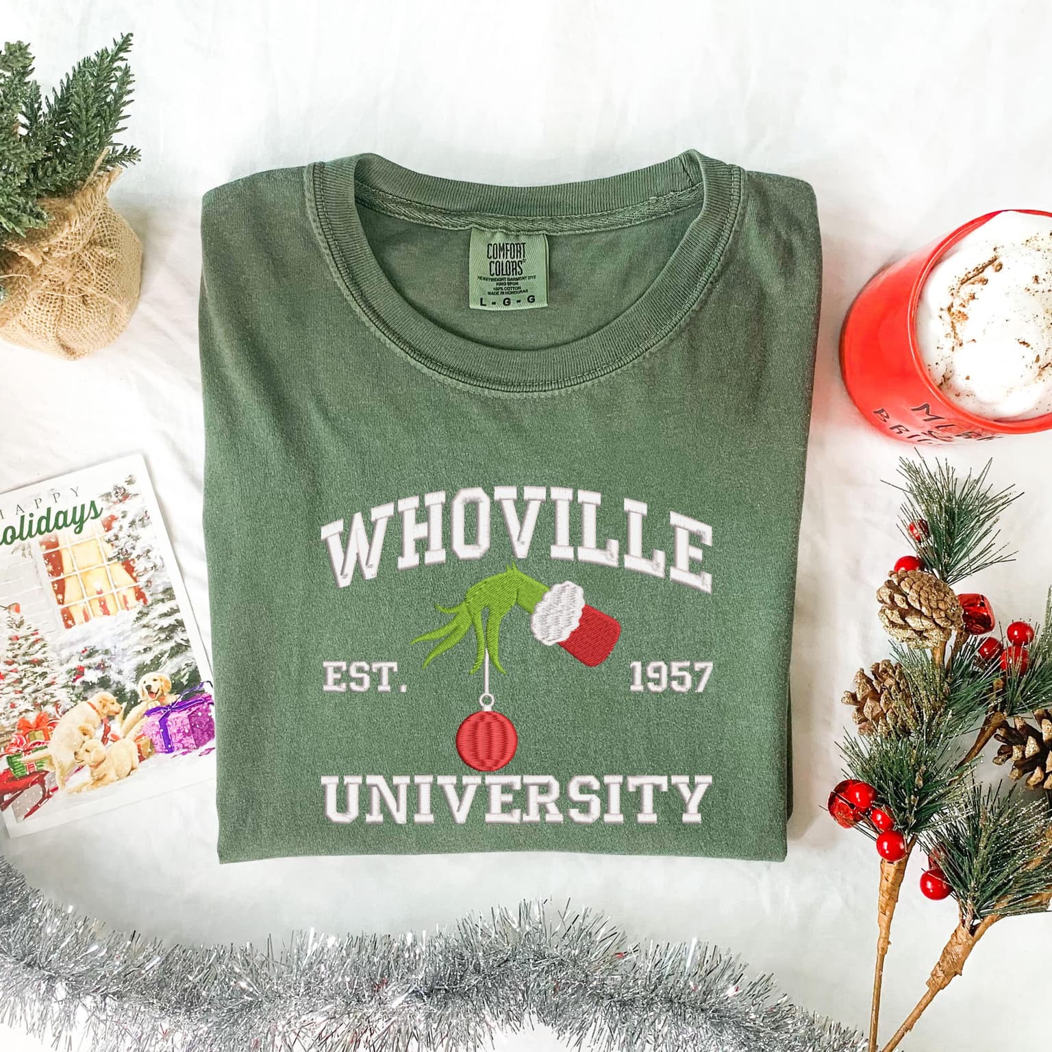Embroidered Whoville University Shirt, Christmas Shirt, Embroidered Christmas Gift - Image 4