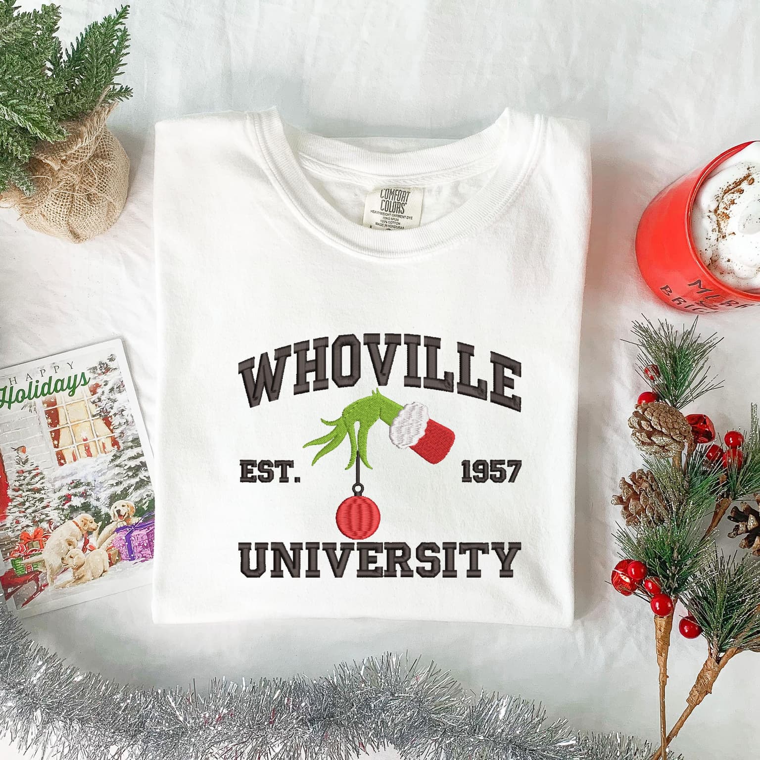 Embroidered Whoville University Shirt, Christmas Shirt, Embroidered Christmas Gift - Image 2