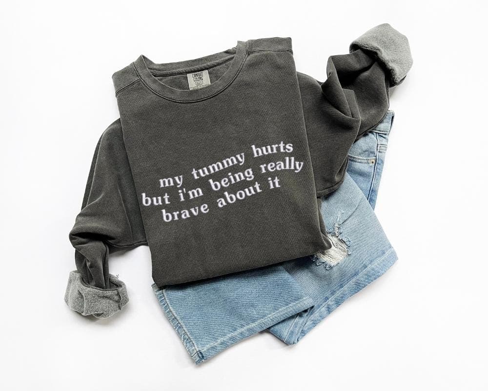 My Tummy Hurts Embroidered Sweatshirt, Crewneck Embroidery, Gift for Her, Funny Embroidered Sweatshirt, Custom Embroidery - Image 3