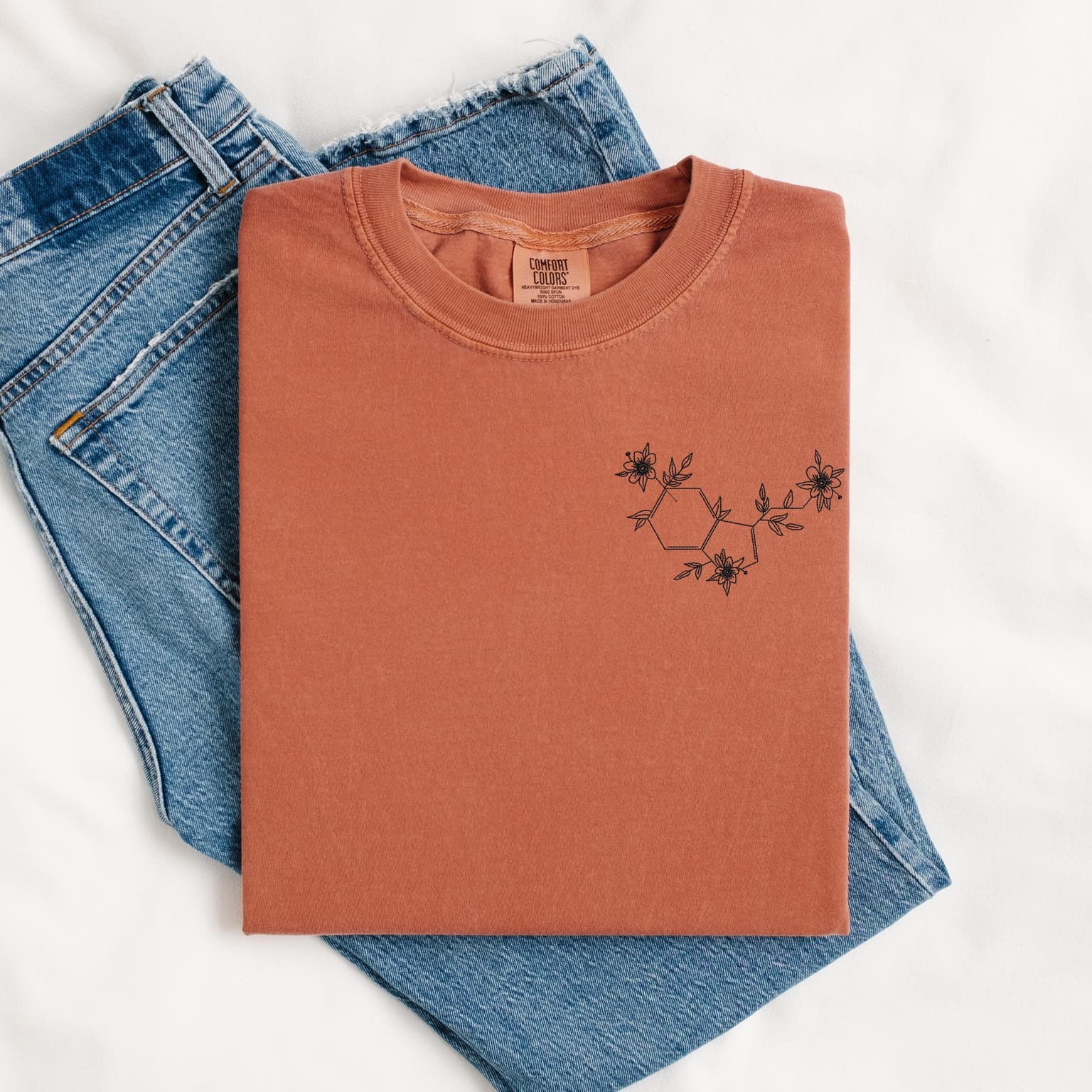 Embroidered Serotonin T-Shirt, Floral T-Shirt, Comfort Colors - Image 6