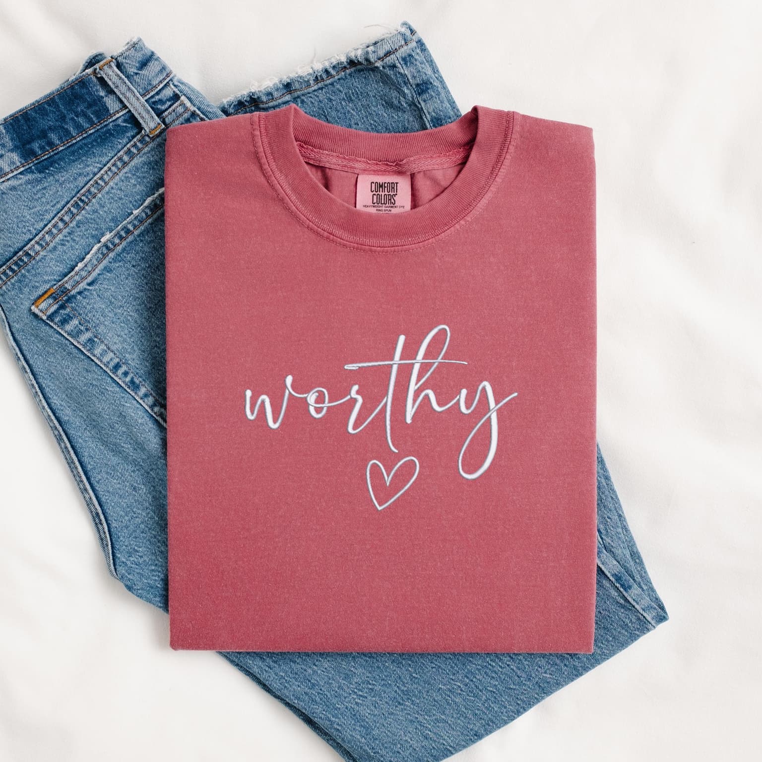 Embroidery Worthy T-Shirt, Inspirational Gift, Christian Wear, Religious T-Shirt, Bible T-Shirt, Comfort Colors - Image 4