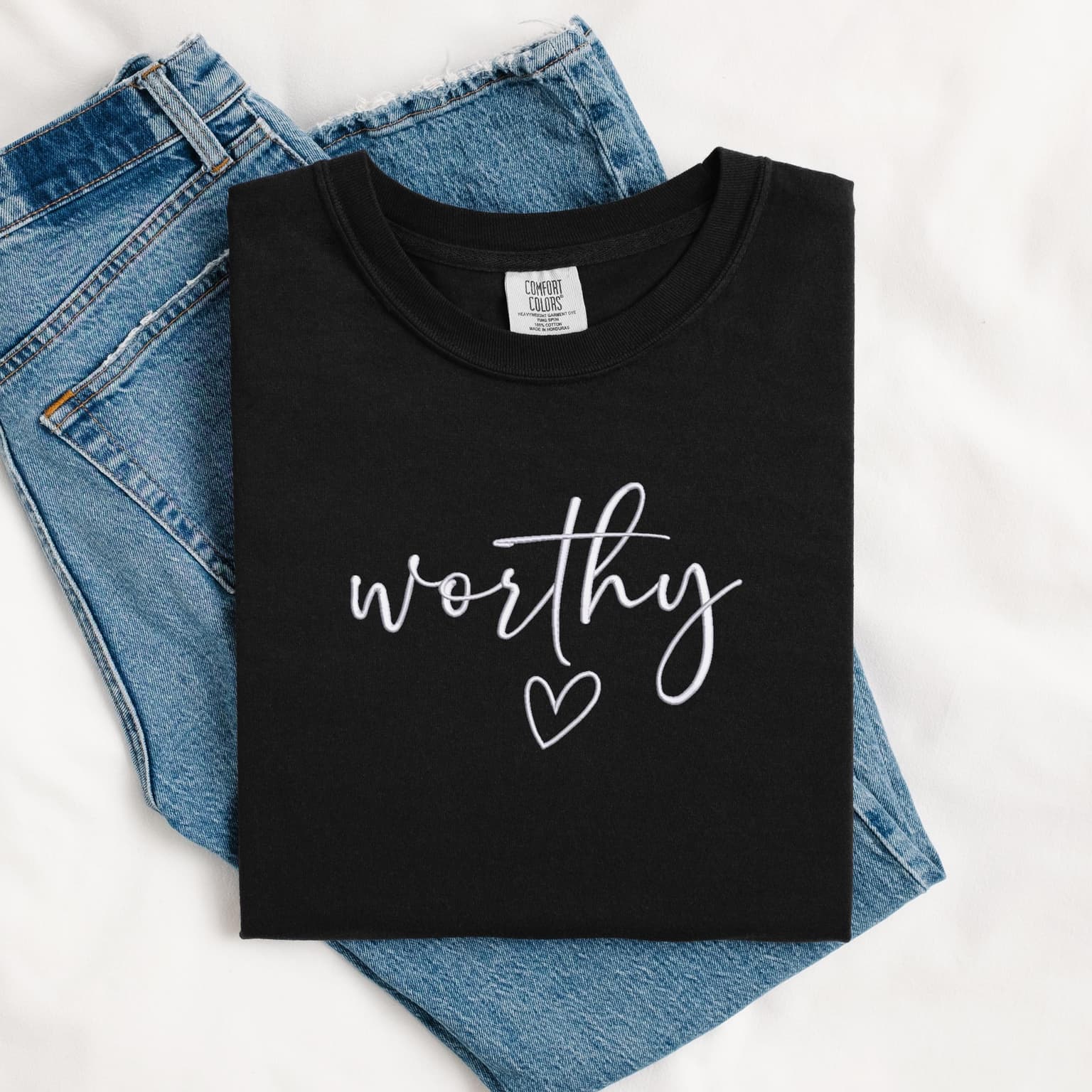 Embroidery Worthy T-Shirt, Inspirational Gift, Christian Wear, Religious T-Shirt, Bible T-Shirt, Comfort Colors - Image 2