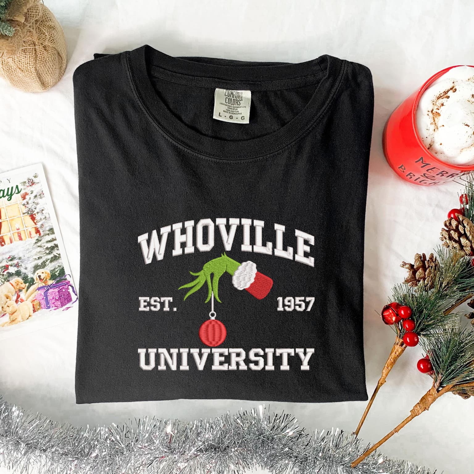 Embroidered Whoville University Shirt, Christmas Shirt, Embroidered Christmas Gift